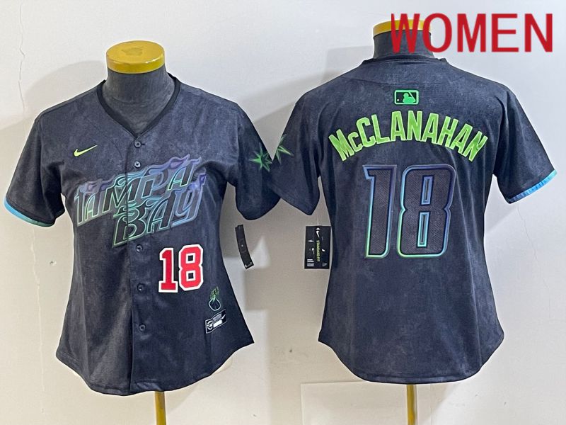 Women Tampa Bay Rays 18 Mcclanahan Black City Edition 2024 Nike MLB Jersey style 5